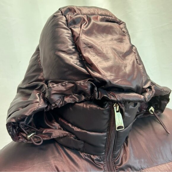 Andrew Marc burgundy red quilted packable compressible goose down hood coat XL - Picture 4 of 14